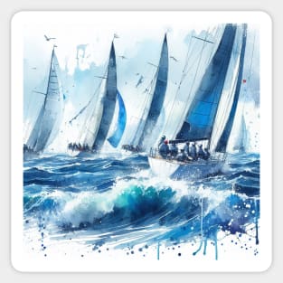 Abstract looking illustration of a sailboat Sticker
